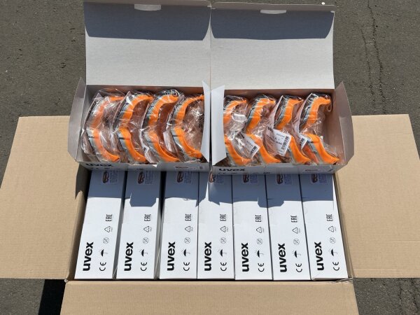 72er Set Uvex Vollsichtbrille Ultrasonic orange Schutzbrille Arbeitsschutz Schutz für Augen