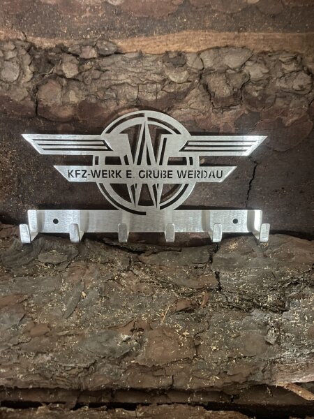 Schlüsselbrett 20 cm Motiv Kfz Werk E. Grube Werdau Schlüsselboard Edelstahl DDR LKW H6 G5 S4000 IFA